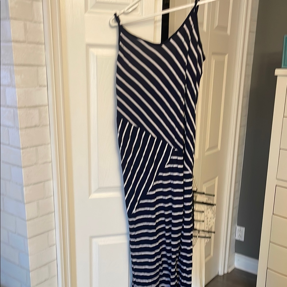 New York & Company Navy and White Striped Dress
